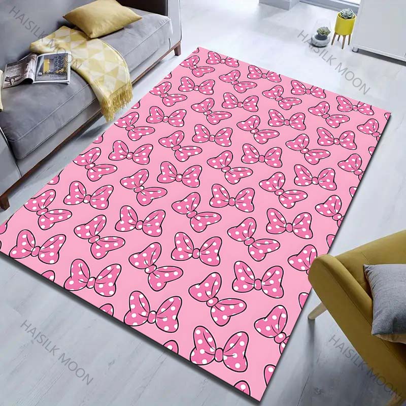 Cute Pink Bow Pattern Carpet for Bedroom Living Room Bedside Sofa Floor Mat Modern Home Decor Area Rug Luxury Gift