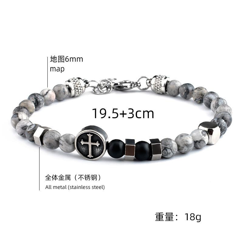 Verstellbares Edelstahl Kreuzarmband für Männer, nicht verblassend und hypoallergen, natürlicher Karten-Sodalith-Stein Armband, Geschenk für ihn