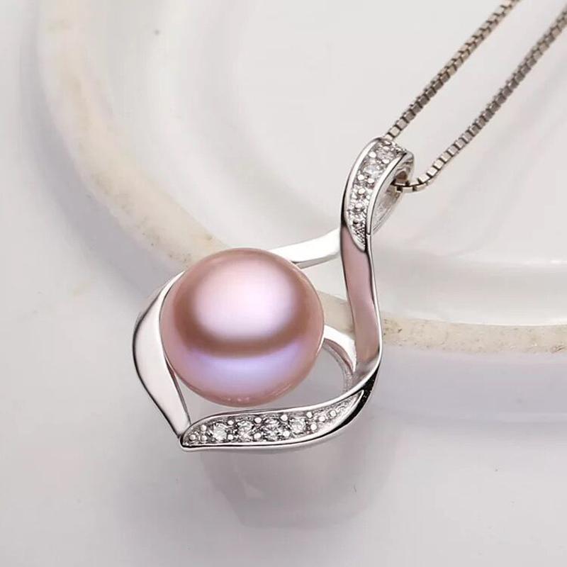

Real Natural Freshwater Pearl Pendant Jewelry Woman,925 Silver Pearl Pendant On The Neck Wife Mother Birthday Gift White Black