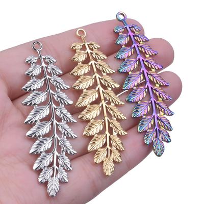 High Quality Big Plant Leaf Bulk Charms For Jewelry Making Supplies DIY Stainless Steel Charm Breloques Pour Fabrication Bijoux