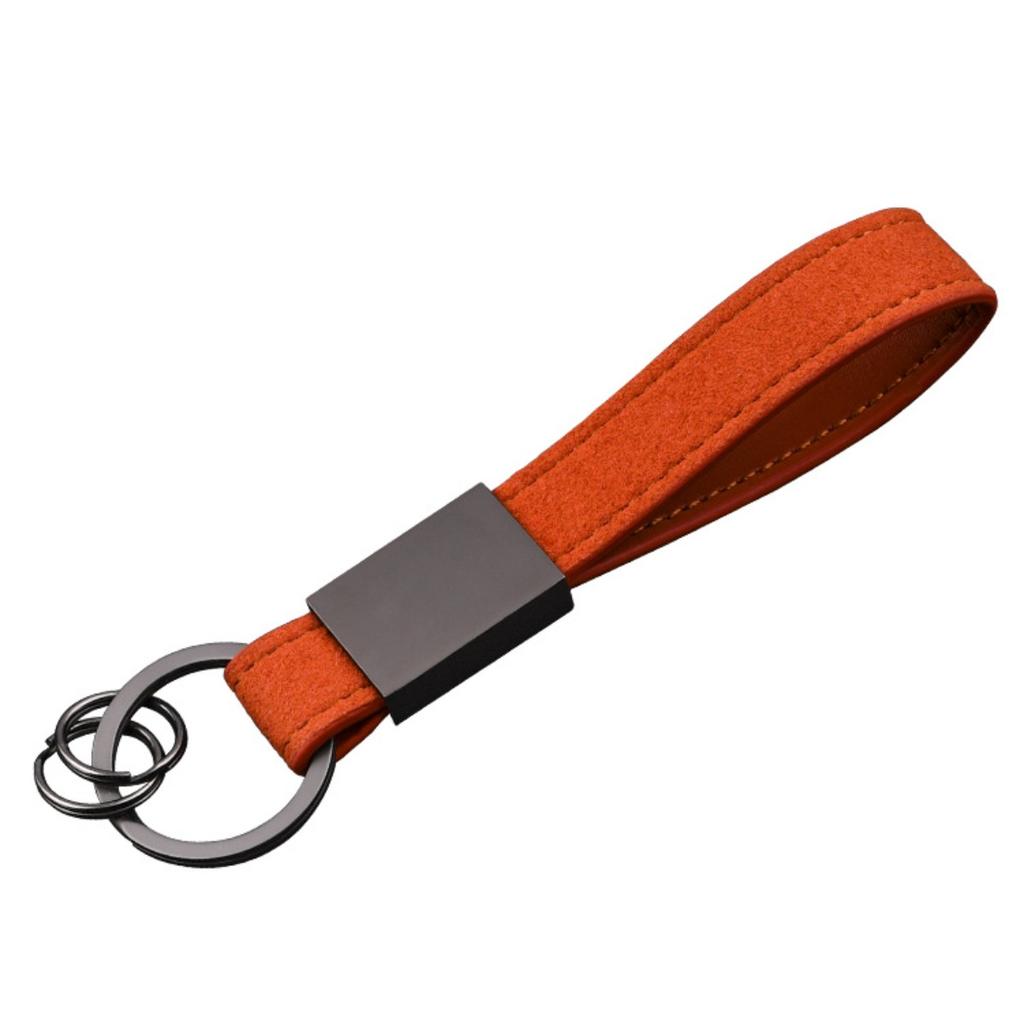 Light luxury high-end fur car keychain personalized couple keychain pendant + leather lanyard laser LOGO