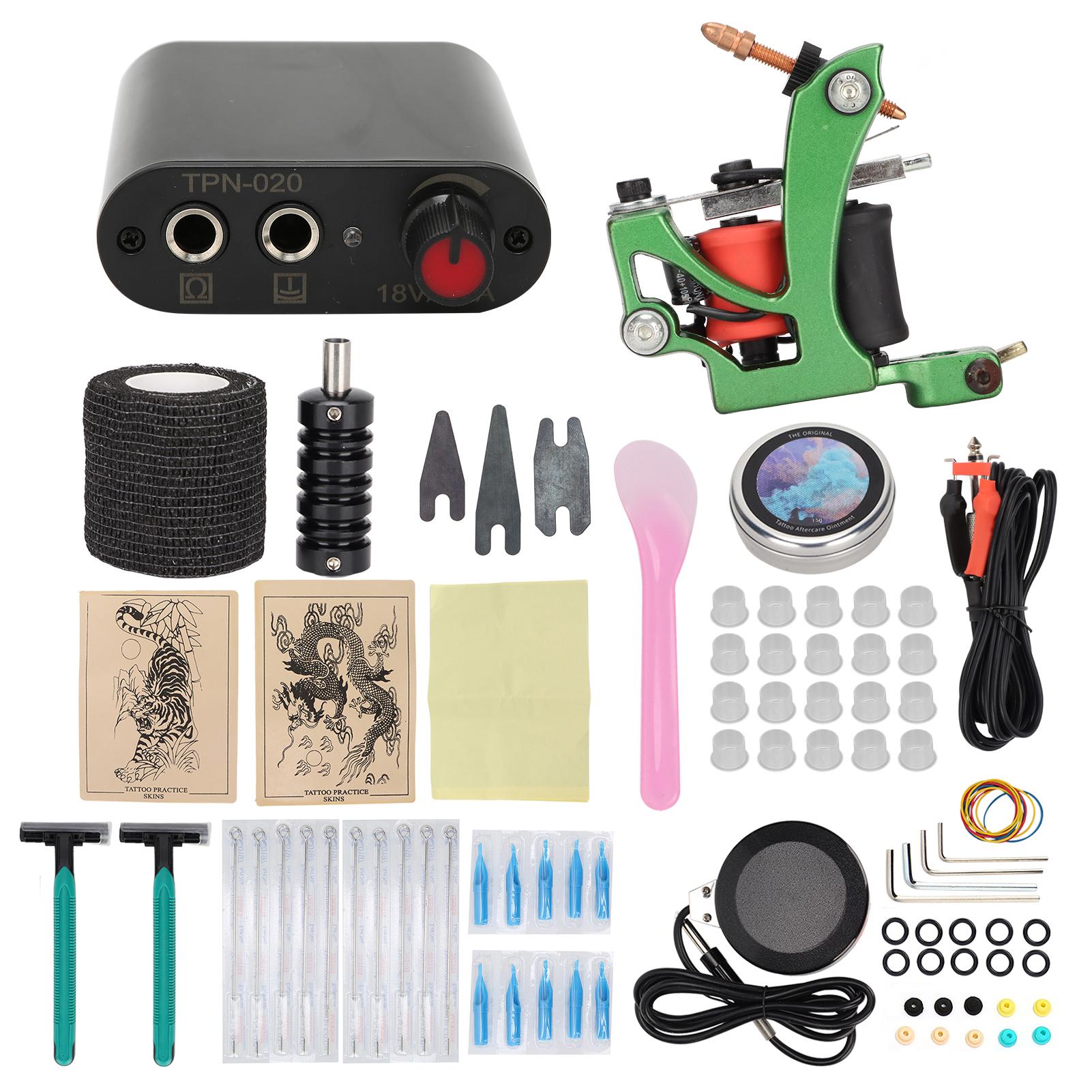 

10 катушек для татуировки, мини-блок питания для татуировки, полный набор для начинающих EU Plug чёрный