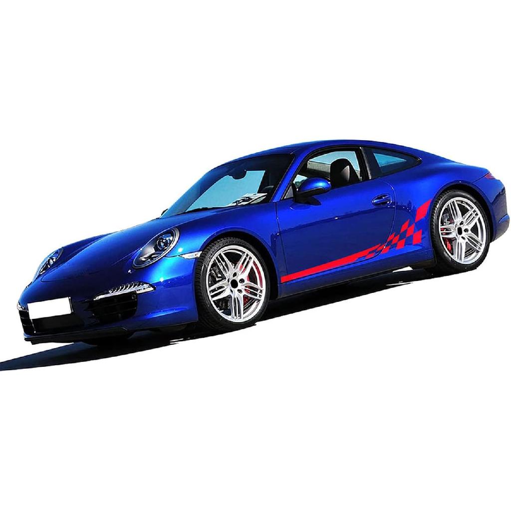 Car Side Stripes Graphics Checkered Flag Checkerboard Door Panel Decals,for Porsche 911 997 991 992 GT3 RS Turbo Carrera 4S
