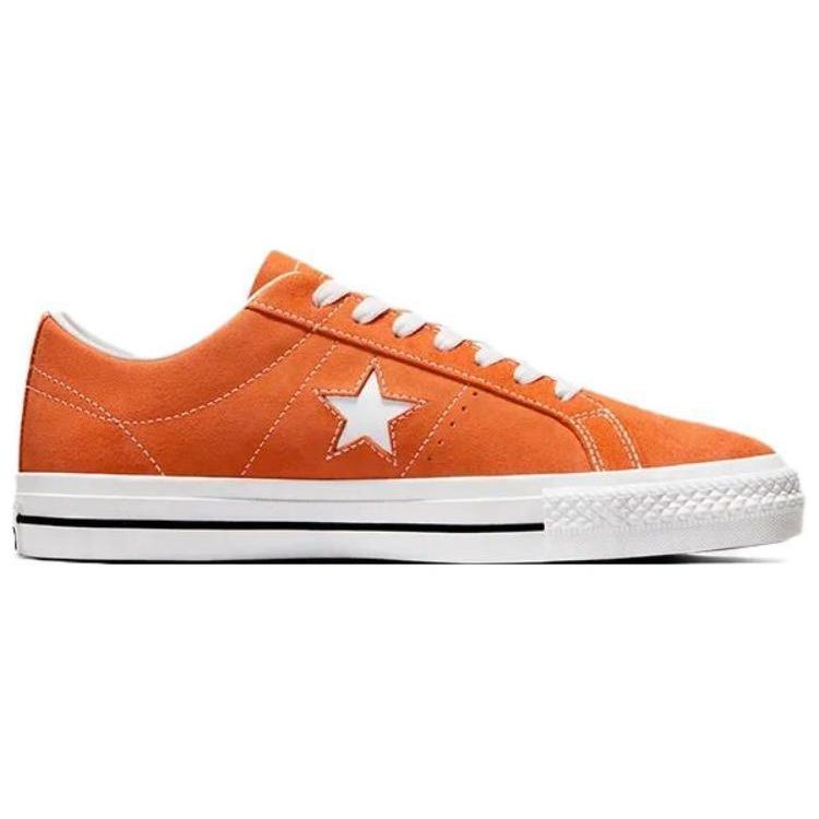 Converse Eén Ster Suede Vetersluiting Comfortabel Veelzijdig Antislip Duurzaam Lage Top Skate Schoenen Unisex Sneakers Oranje Wit A07899C