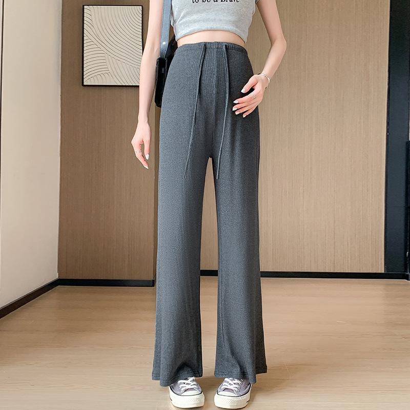 

Maternity Wide-Leg High-Waisted Loose Summer Pants for Petite Women 2XL темно-сірий