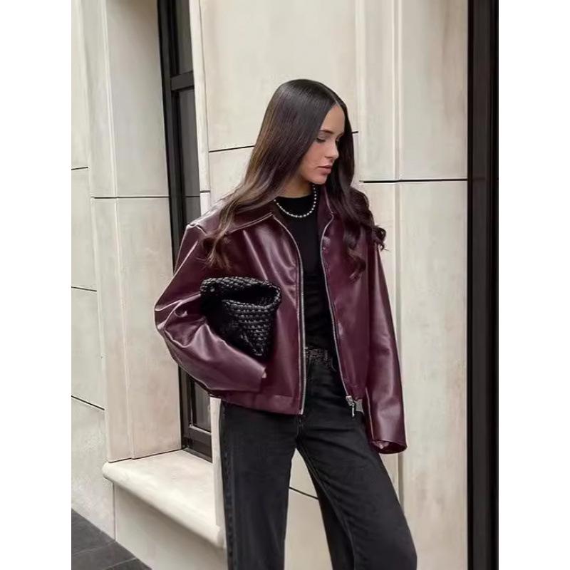 2026 European/American Style Motorcycle Leather Jacket: Autumn/Winter Women's Fashion Loose Coat