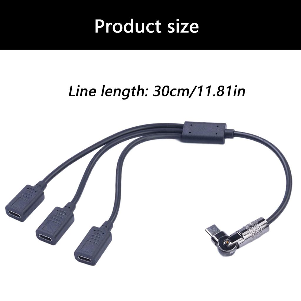USB C 1 Male to 3 Female Splitter Data Transfer Charging 180 Degree Rotation Extender Splitter Cable for Smartphone