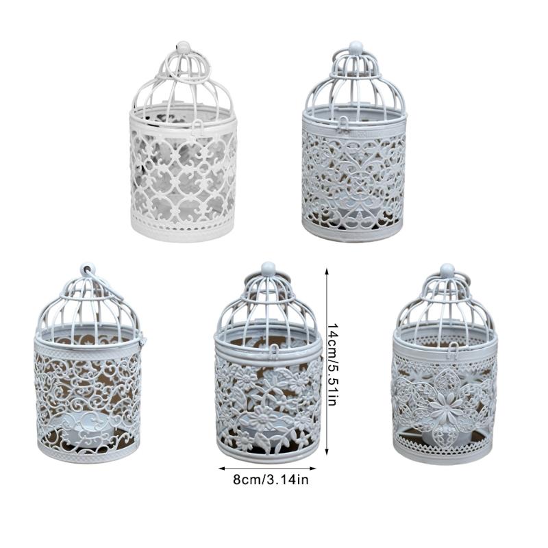 White Bird Cage Candle Holder with Intricate Hollow Designing Candle Stick for Weddings and Parties