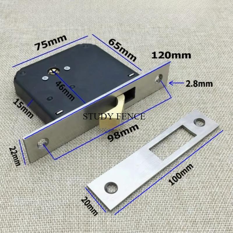 Aluminum Alloy Sliding Door Hook Lock Stealth Mortise Lock for Wooden Door Framed Glass Door Cross Key Hardware Accessories