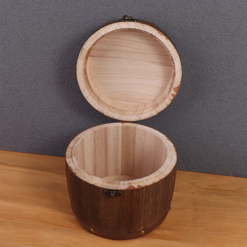 Con Hebilla Barril de Madera Bote de Alta Calidad Antiguo Mini Caja de Almacenamiento Almacenamiento de Cocina