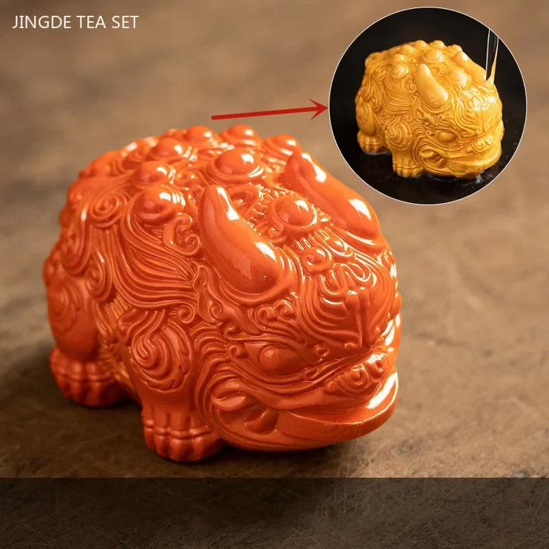 Mini Resin Color-changing Tea Pet Zhaocai Animal Sculpture Tea Table Decoration Zen Tabletop Ornaments Exquisite Tea Accessories