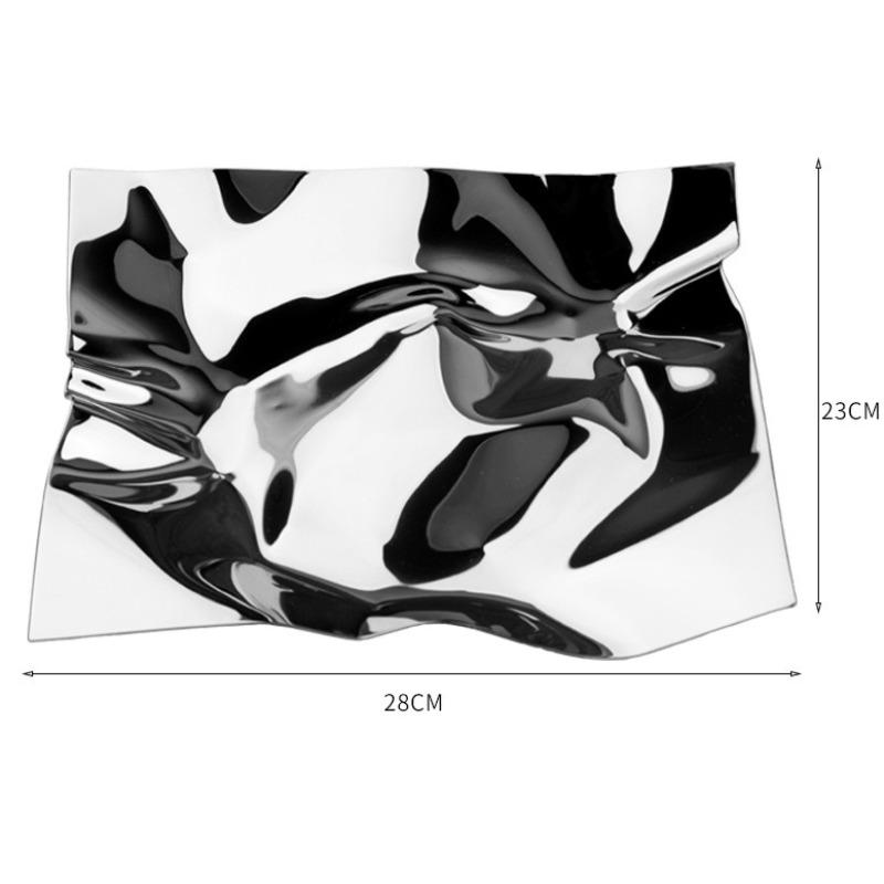 Stainless Steel Fruit Tray Luxury Wavy Fruits Trays Aesthetic Decorative Plate Elegant Modern Food Plates Table Decorations