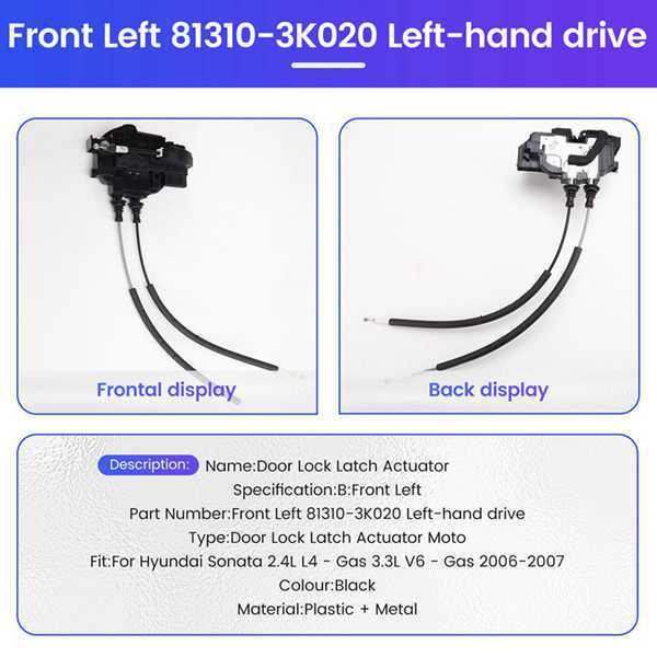 

Front Left Door Lock Actuator 81310-3K020 for 2006-2007 Hyundai Sonata. none