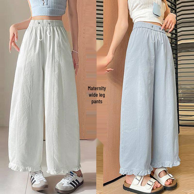 2026 Summer Versatile Balloon Wide-Leg Pants for Pregnant Women - Loose, Slimming, Casual Nine-Point Fit