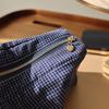 Checkered Striped Fabric Cosmetic Bag Square Three-dimensional Zipper Storage Bag Travel Portable Handbag Liner Bag Makeup Bag