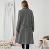 2026 Autumn and Winter New Temperament Extended Slim Jacket European and American Women's Lapel Double-breasted Woolen Coat