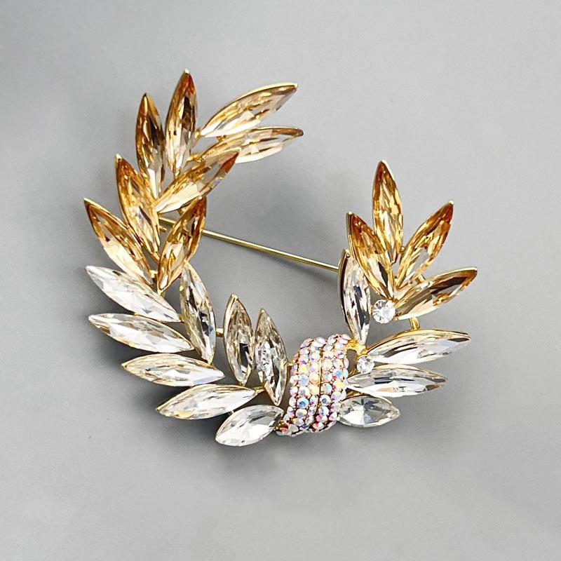 Crystal Wheat Ear Brooch, High-end Women's Delicate Brooch, Retro High-end Style, Suit Coat Accessory Pin