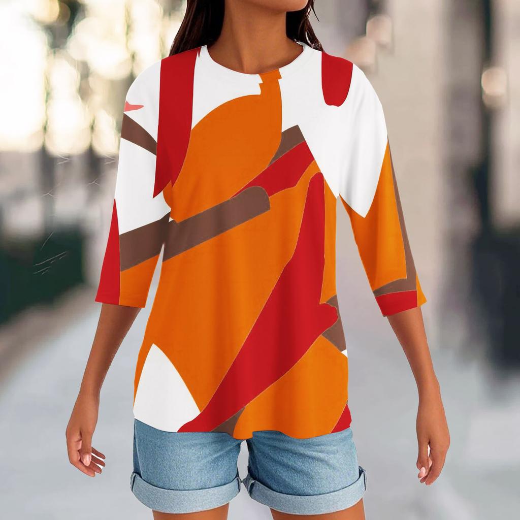 Women's Round Neck Hem Slit Fashion Casual Solid Color Short-sleeved Top