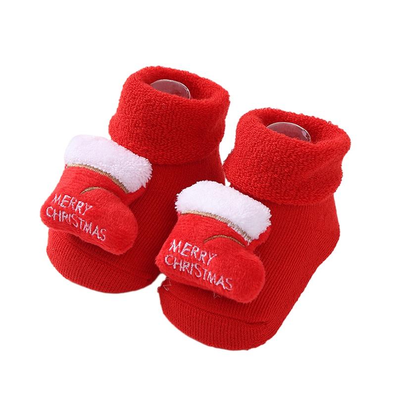 Kids Socks Non-slip Toddler Socks Warm Children's Socks Cartoon Christmas Style Socks for Boys and Girls