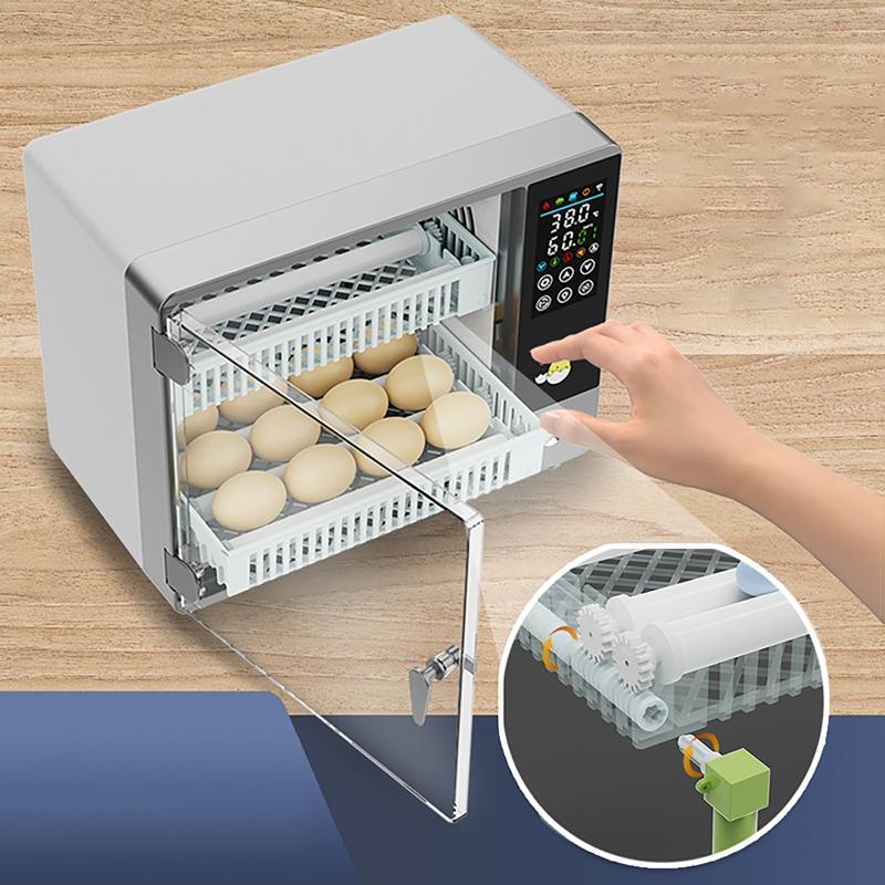 24 Eggs Temperature Control Touch Screen Fully Automatic Incubator Dual Power Household Incubator for Chicken Duck Goose Pigeon