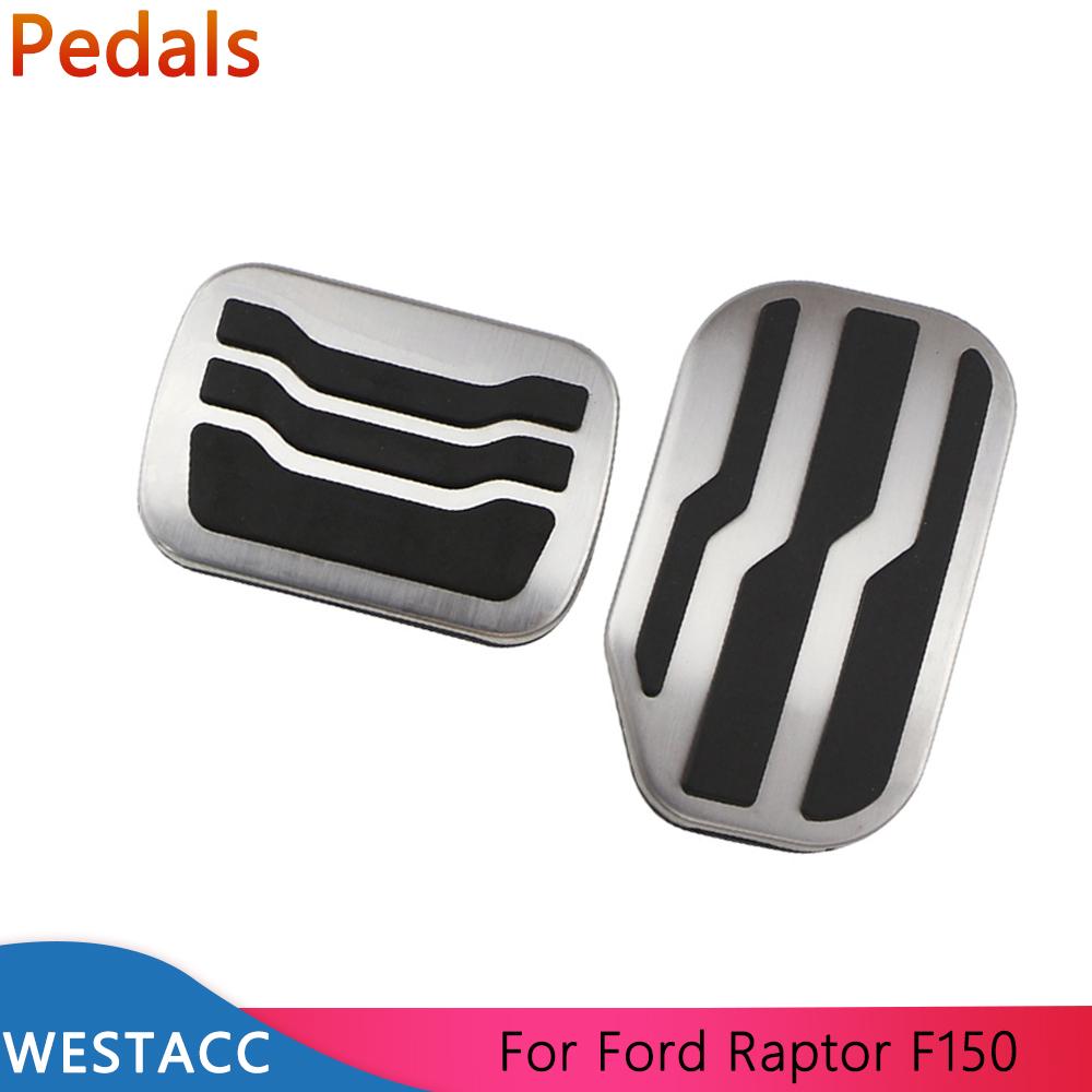 Edelstahl Auto Pedale Gaspedal Gas Bremspedal Schutzhülle für Ford Raptor F150 2015-Innenausstattung