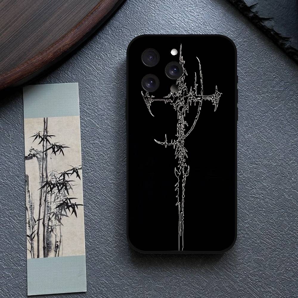 Cyber Sigil Cross Phone Case For IPhone 17,16,15,14,13,12,11 Plus,Pro,Max,XR,XS,X,7,8 Plus,Mini Black Silicone Soft