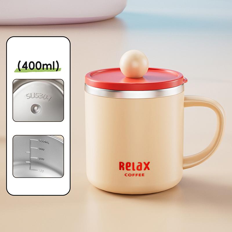 

400 мл Термокружка 304 Нержавіюча сталь Двошарова ізольована чашка для води Офісна кружка для молока та кави Студентський портативний герметичний стакан A3