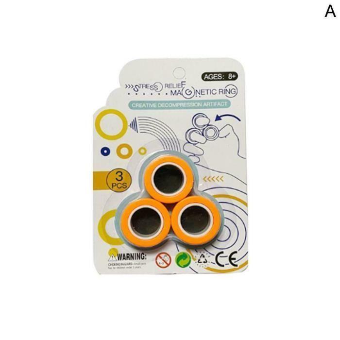PIMPIMSKY Magnetic Decompression Toys Hand Spinner Fingears Anti-Stress Rings Finger Ring Decompression Toys-Yellow