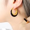 Gold-Plated Geometric Hoop Earrings: Black & White Oil Drip, European Retro Style for Women