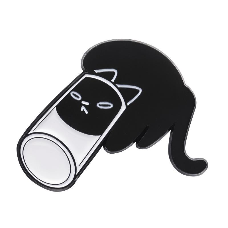 Playful Black Kitten Brooch - Peek-a-boo Cat Pin for Bags & Accessories