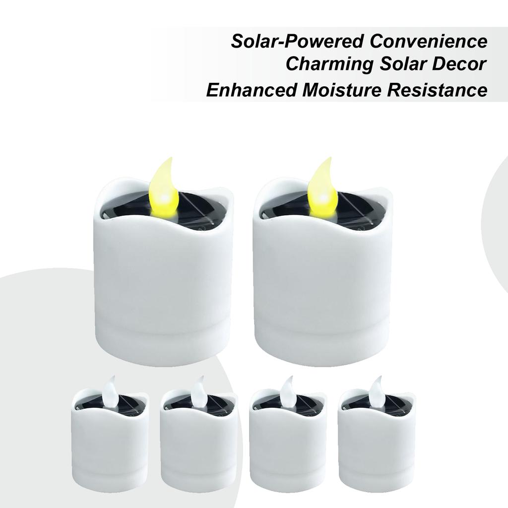 Solar Tea Lights Outdoor 6 Pieces Reusable Decorations Flameless LED Candles For Garden Camping Home Yard Pathway Balcony