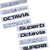 AAABV1 Auto-Buchstaben-Plakette Außen für Skoda Superb Octavia 2023 2024 Heckaufkleber Kofferraumaufkleber Emblem Auto-Modifikationszubehör