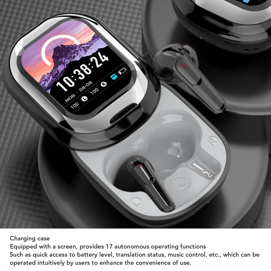 BT Earbuds Portable Noise Cancelling Earphone with Smart Screen Charging Case for Study Work Life