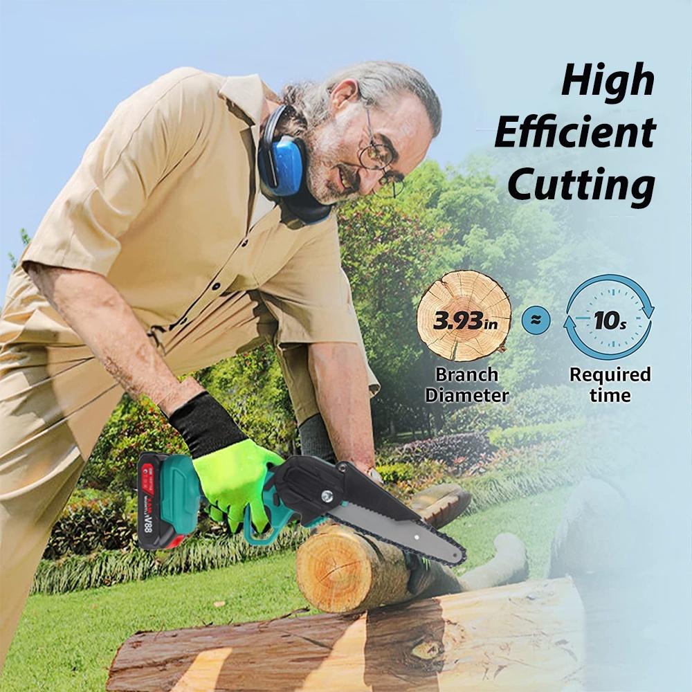 6 Inches 1200W 88Vf Electric Saw Pruning Chain Saw Garden Tree Logging Saw Woodworking Tools Wood Cutter for 18V Battery