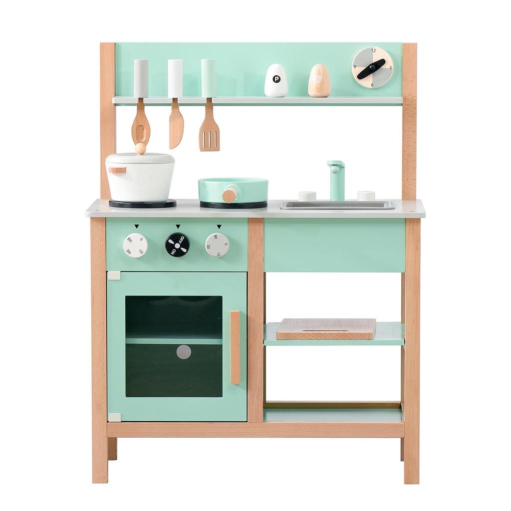 OSJ Play Assembly Cookware Included Play Toy Mini Copycat Cookware Educational Baby [Green] Kitchen, Wooden, Type, Set, House, Kitchen, Kitchen,