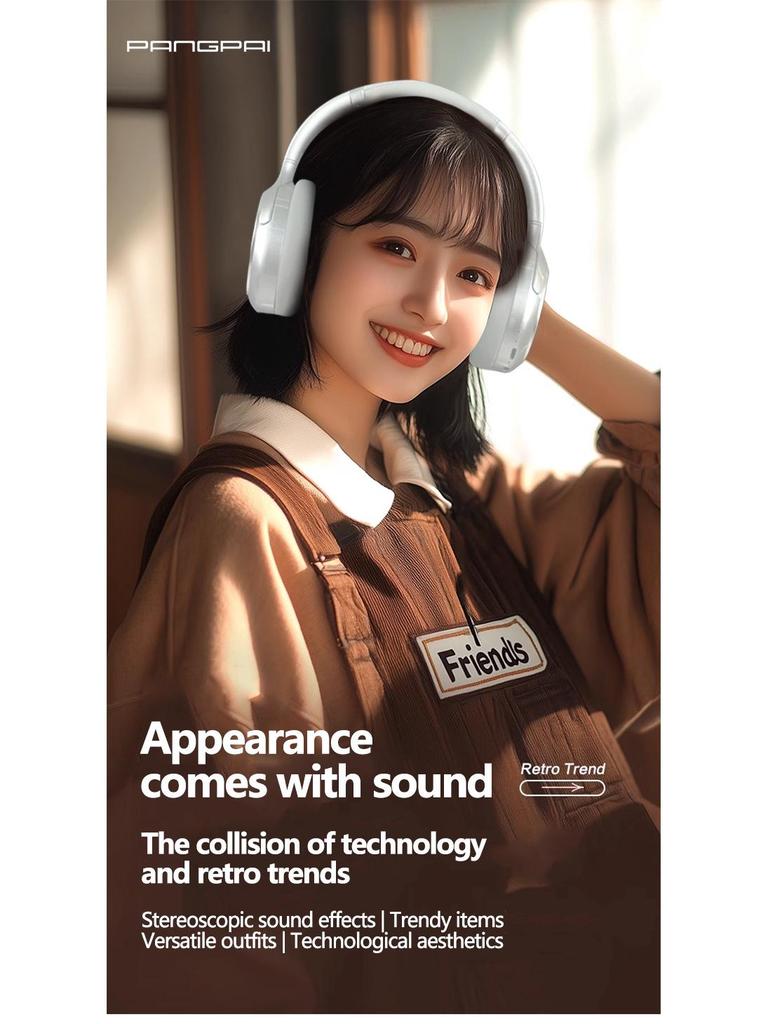 VJE901 Wireless Bluetooth Retro Over-Ear Sports Metal Retractable Headphones