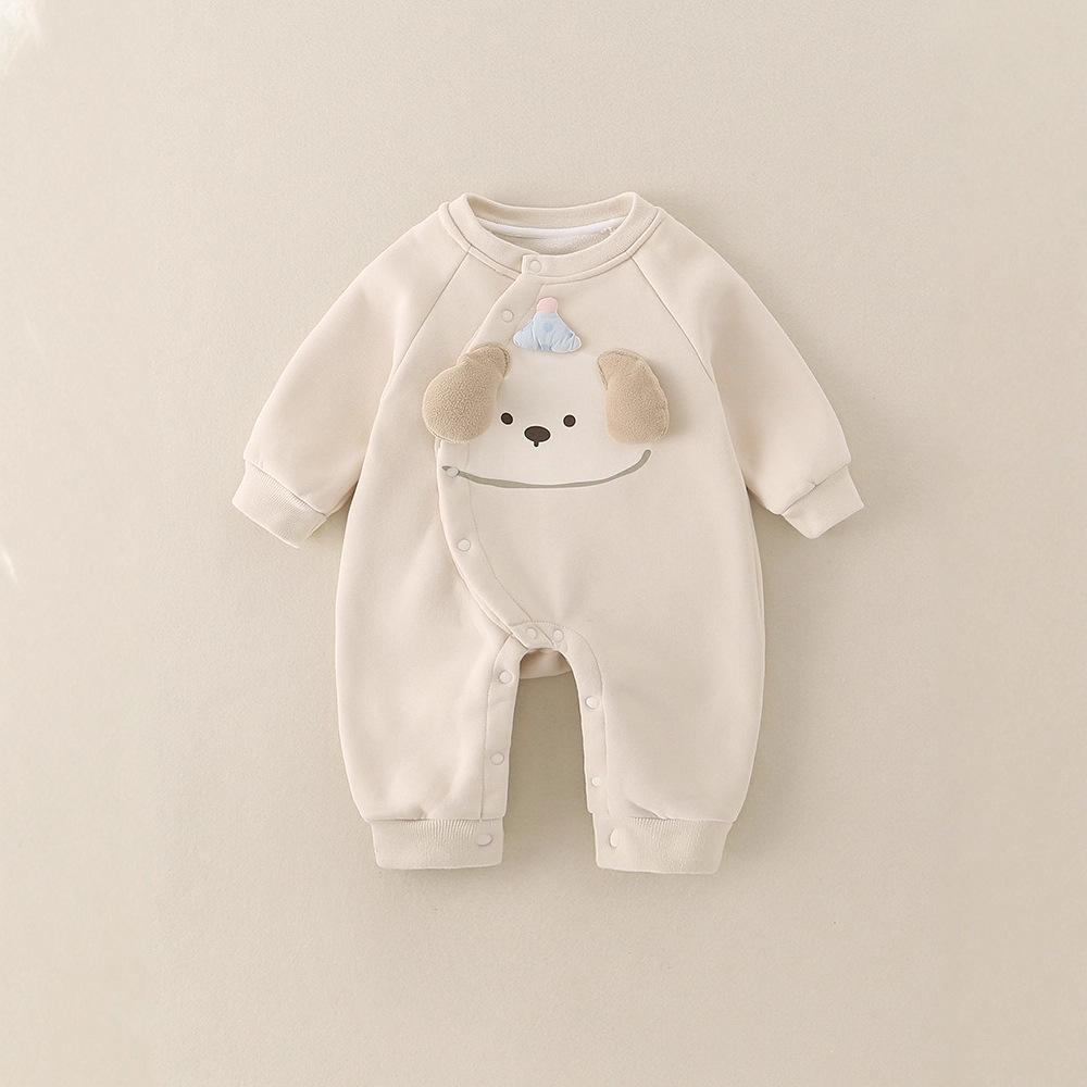 

2025 Korean Style Cartoon Romper - Cute & Comfortable Long Sleeve for Baby Boys & Girls 80 cm абрикосовый