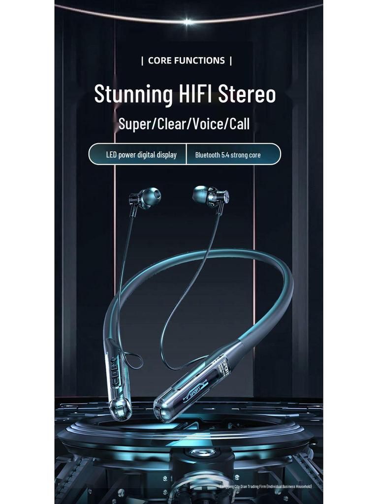 Deep Bass Wireless Earphones: Neckband, Long Battery, Noise-Canceling, Waterproof, Ideal for Students, Gaming, Sports & Running
