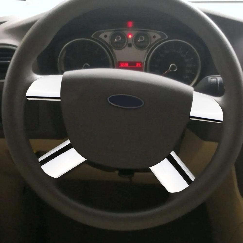 4 Stück Edelstahl Auto Lenkrad Panel Pailletten Abdeckung Zierleiste Aufkleber für Ford Focus 2 Mk2 2005 - 2012 Zubehör