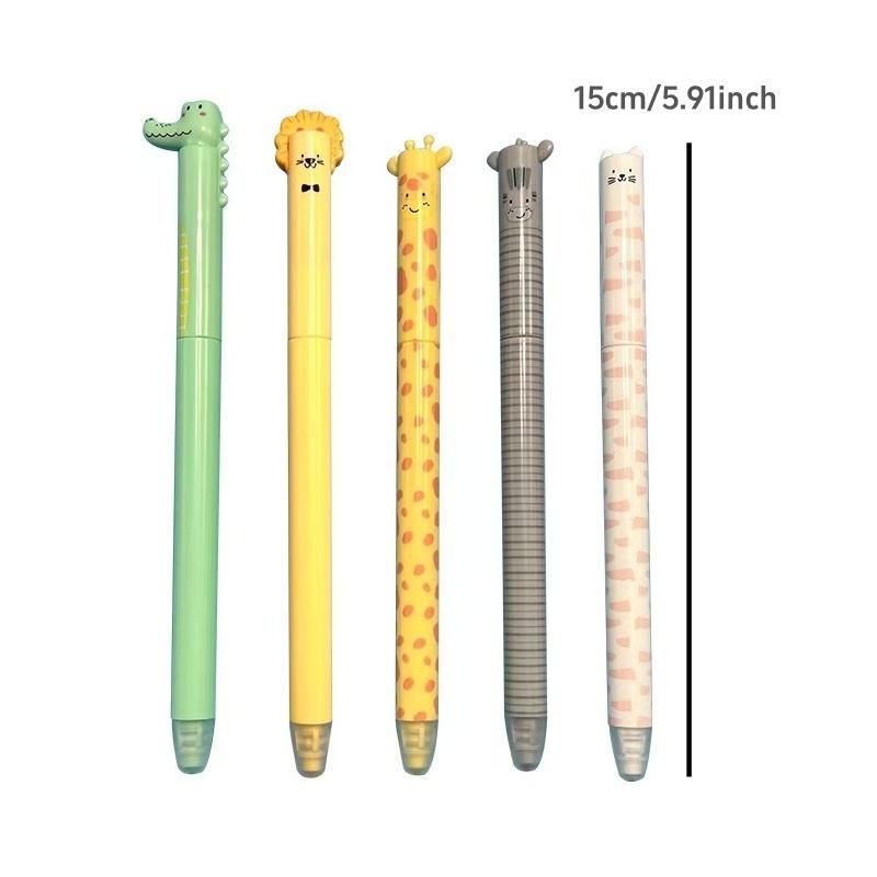 8pcs Zoo Themed Erasable Gel Pens Blue Ink with Eraser Rabbit Bear Smooth Comfortable Writing School Office