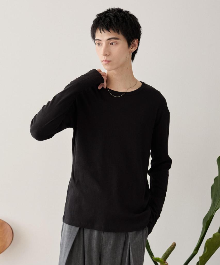 WEGO Ribbed Long Sleeve Solid Perfect for Simple Size Black Men's Tight-Fit T-Shirt, Color, Fall, Design, Gift, L,