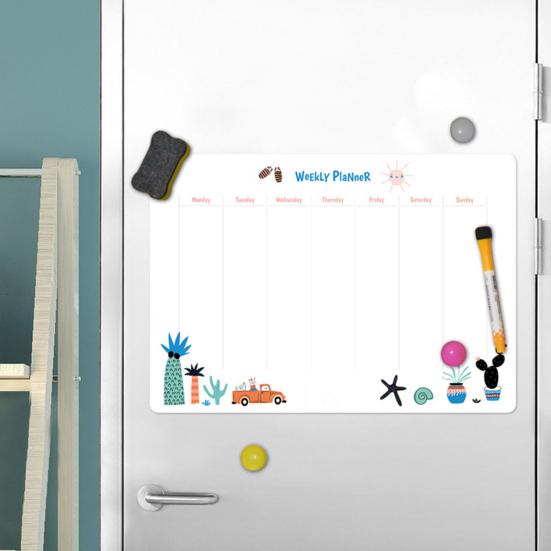 Fridge Magnet Whiteboard Erasable Smooth Writing Self-adhesive Sticky Anti-scratch Leave Message Foldable A3 A4 Anti-slip Magnetic Soft Whiteboard