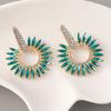 Fashion Shiny Clear Crystal Elegant Design Round Flower Dangle Earrings for Women Luxury Vintage Popular Jewelry Ear Accessories
