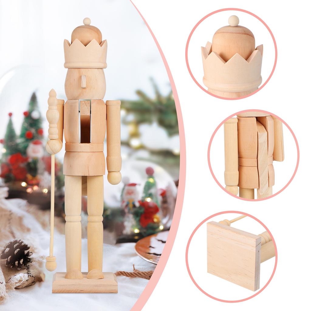 Diy Wooden Nutcracker Puppet Unpainted Soldier Figurine Blank Wood Craft Xmas nament Christmas Gift Home Decor Figurines
