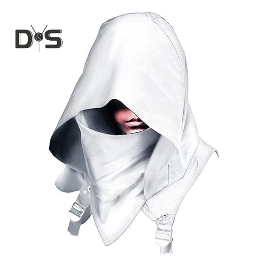 Cyberpunk Cowl Hood Scarf Short Medieval Cape Assassin Hat Pagan Costume Accessory Warrior Cloak Outfit for Halloween Cosplay