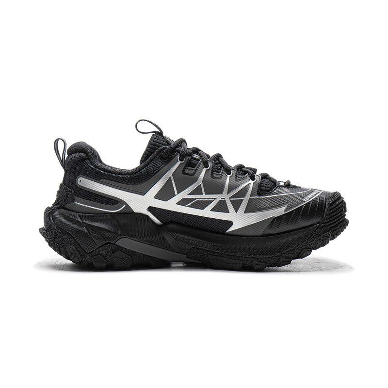 Li Ning Outdoor CF Tracing, Yijie 2.0 TPU Low Top Hiking Shoes Unisex Black Silver AHTV039-2