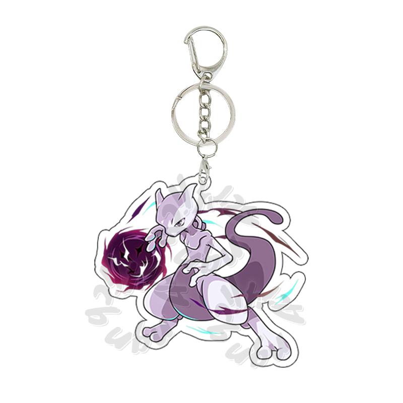 Cartoon MEW  Eevee POCKET Acrylic Keychain Students Anime Kawaii Key Ring Backpack Jewelry Charm Ornament Gifts for Friends Toy
