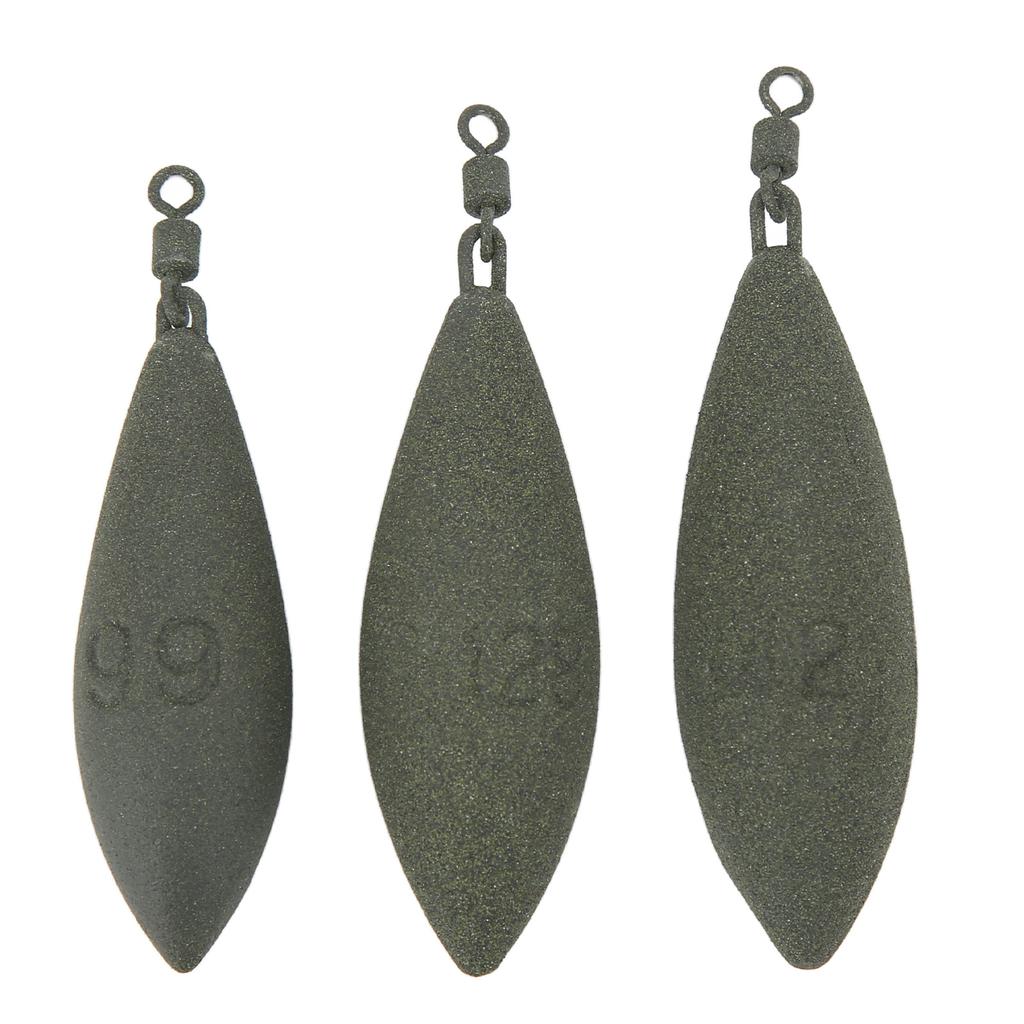 Kit de 3 Pesos Plomados para Lanzar Pesca Giratorio Oliva Plomada de Pesca Equipo de Pesca para Agua Salada Agua Dulce