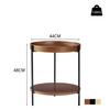Coffee table with 2-tier tray design, round, solid wood & metal, in 3 colors: Ash Natural / Walnut / Black, combinable with side table (44x44x48 cm)