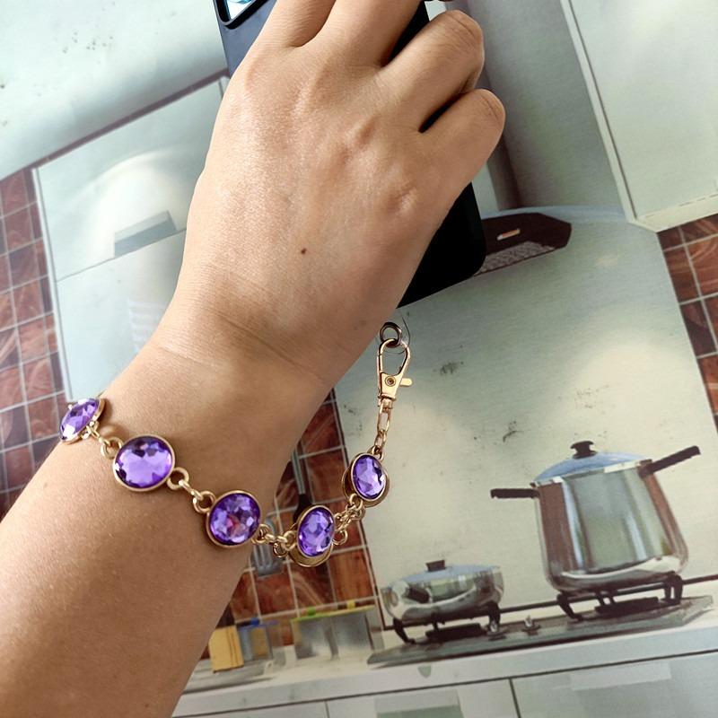 Rhinestone Decorated Alloy Beaded Neck Hanging Mobile Phone Chain Accessory For Women